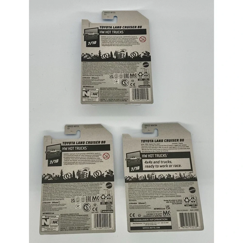 Hot Wheels Toyota Land Cruiser 80 Lot of 3 2021 HW Hot Trucks #226 Gray NEW 1:64
